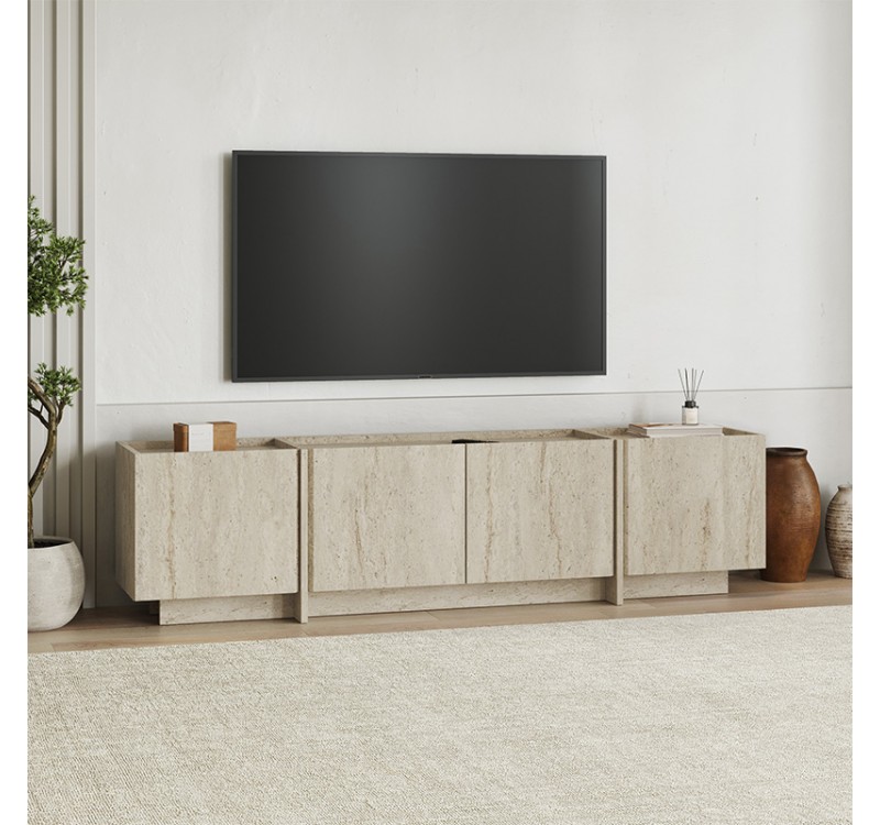 Έπιπλο τηλεόρασης Lowen Megapap χρώμα travertine 180x35x46,2εκ.