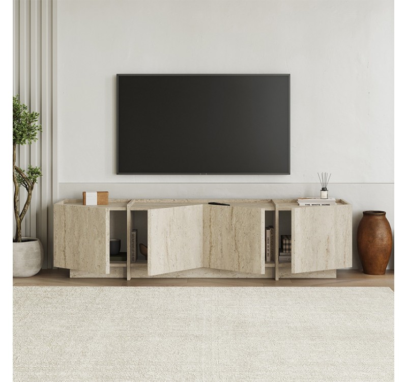 Έπιπλο τηλεόρασης Lowen Megapap χρώμα travertine 180x35x46,2εκ.