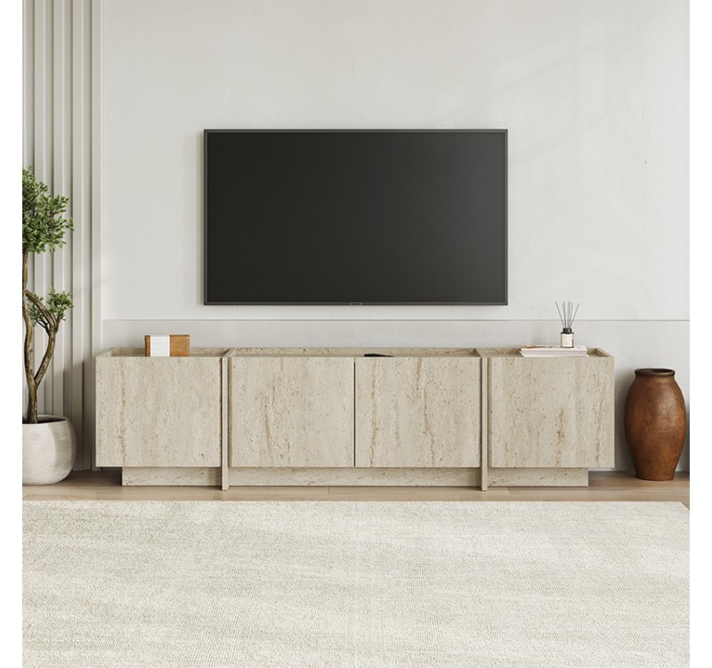 Έπιπλο τηλεόρασης Lowen Megapap χρώμα travertine 180x35x46,2εκ.