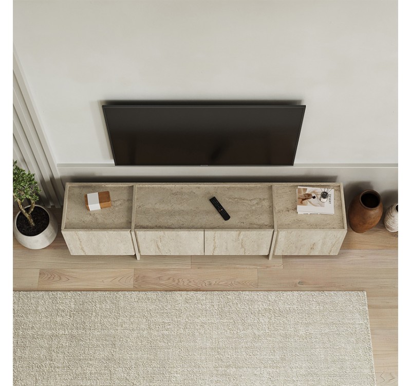 Έπιπλο τηλεόρασης Lowen Megapap χρώμα travertine 180x35x46,2εκ.