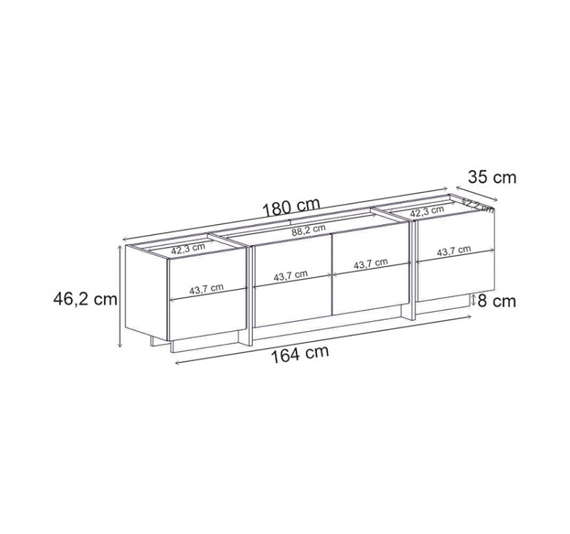 Έπιπλο τηλεόρασης Lowen Megapap χρώμα travertine 180x35x46,2εκ.