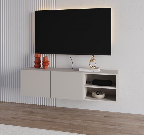 Έπιπλο τηλεόρασης επιτοίχιο Conrad Megapap χρώμα sandstone 140x35x38εκ.