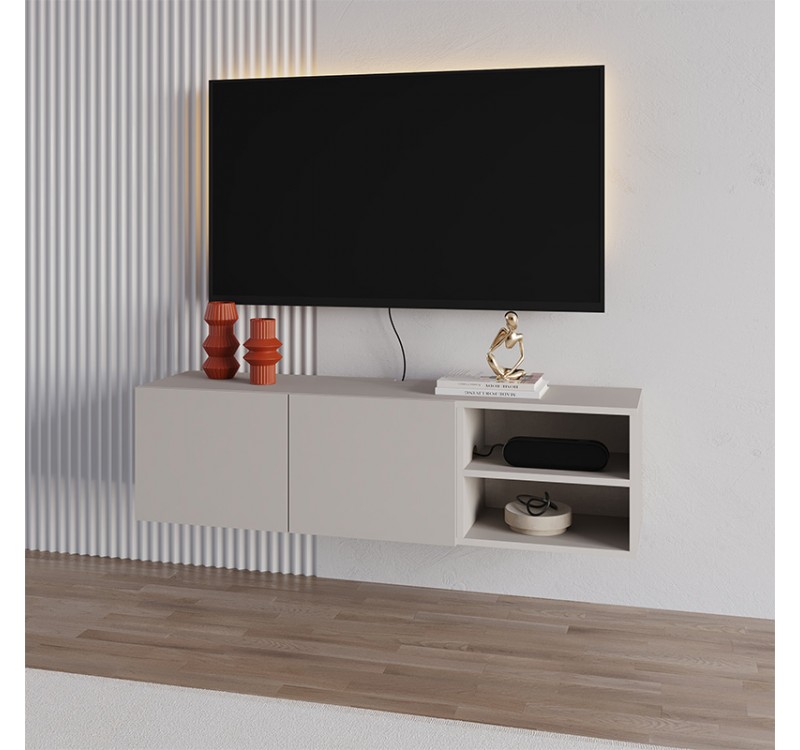 Έπιπλο τηλεόρασης επιτοίχιο Conrad Megapap χρώμα sandstone 140x35x38εκ.