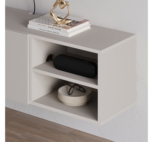 Έπιπλο τηλεόρασης επιτοίχιο Conrad Megapap χρώμα sandstone 140x35x38εκ.