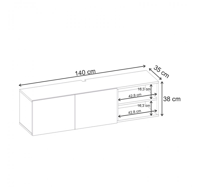 Έπιπλο τηλεόρασης επιτοίχιο Conrad Megapap χρώμα sandstone 140x35x38εκ.