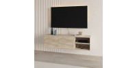 Έπιπλο τηλεόρασης επιτοίχιο Conrad Megapap χρώμα travertine 140x35x38εκ.