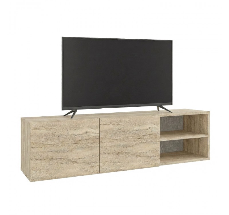 Έπιπλο τηλεόρασης επιτοίχιο Conrad Megapap χρώμα travertine 140x35x38εκ.