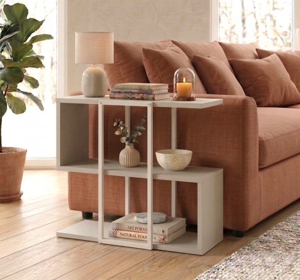 Τραπεζάκι βοηθητικό Homia Megapap χρώμα sandstone 56x25x56,5εκ.