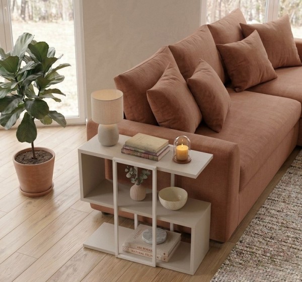 Τραπεζάκι βοηθητικό Homia Megapap χρώμα sandstone 56x25x56,5εκ.