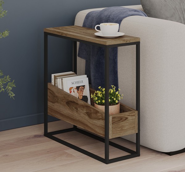 Τραπεζάκι βοηθητικό Lido Megapap χρώμα καρυδί Ud 60x22x62εκ.