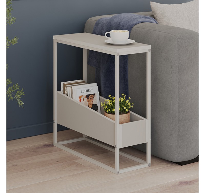 Τραπεζάκι βοηθητικό Lido Megapap χρώμα sandstone 60x22x62εκ.