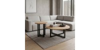 Τραπεζάκι σαλονιού σετ 2 τμχ Mesa Megapap χρώμα sapphire oak Ø90x35,5εκ.