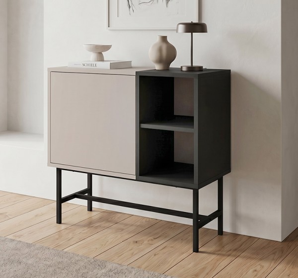 Μπουφές Mona Megapap χρώμα sandstone - black wood 81x40x80εκ.