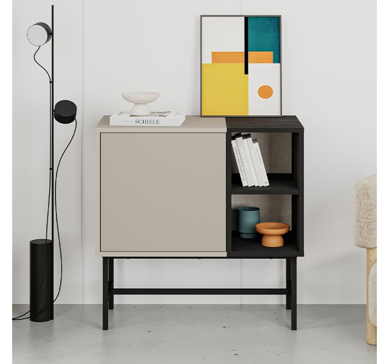 Μπουφές Mona Megapap χρώμα sandstone - black wood 81x40x80εκ.