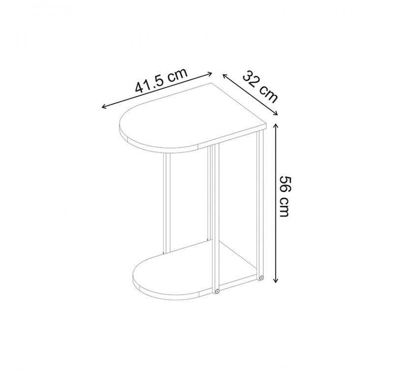 Τραπεζάκι βοηθητικό Roya Megapap χρώμα καρυδί Ud 41,5x32x56εκ.