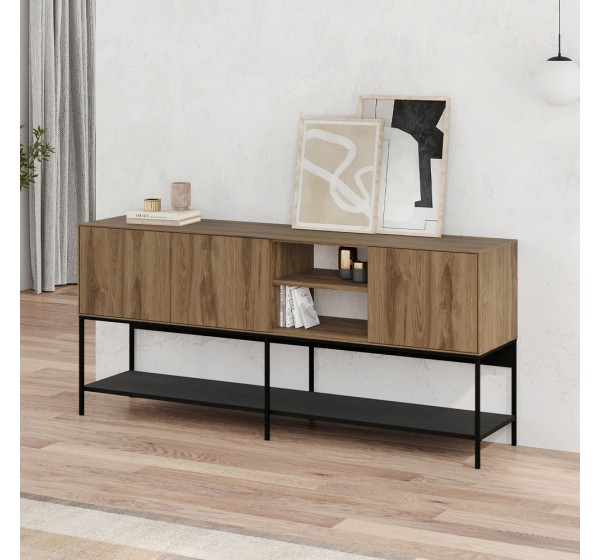Μπουφές Amira Megapap χρώμα καρυδί Ud - black wood 180x40x80εκ.