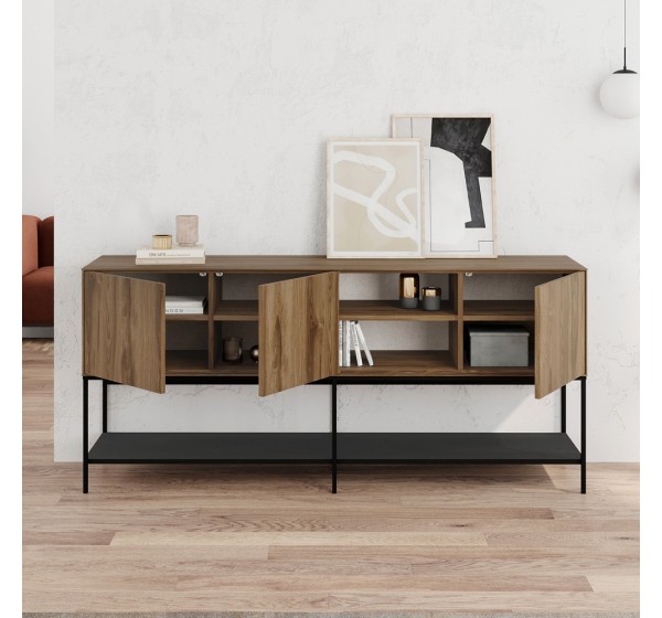 Μπουφές Amira Megapap χρώμα καρυδί Ud - black wood 180x40x80εκ.