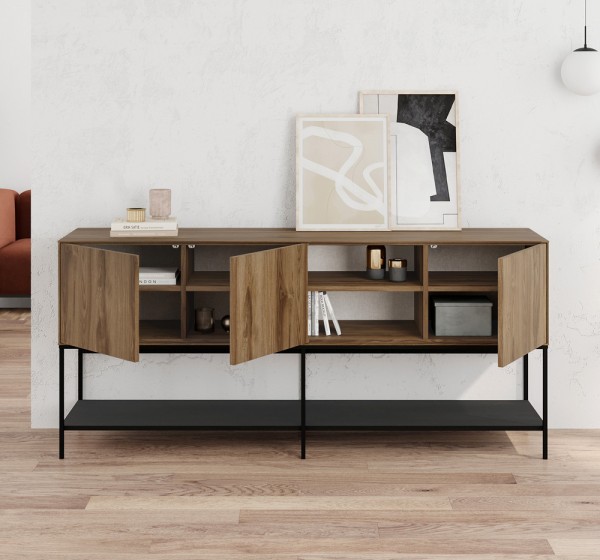 Μπουφές Amira Megapap χρώμα καρυδί Ud - black wood 180x40x80εκ.