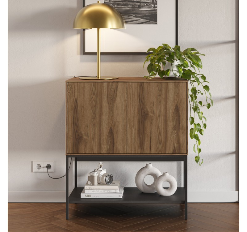 Μπουφές Amira Megapap χρώμα καρυδί Ud - black wood 80x40x90εκ.