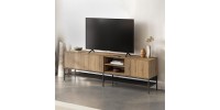Έπιπλο τηλεόρασης Amira Megapap χρώμα καρυδί Ud - black wood 180x35x55εκ.
