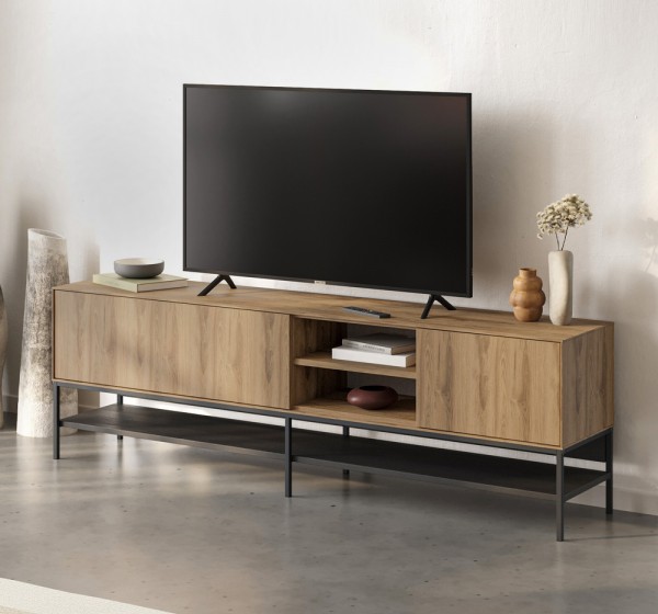Έπιπλο τηλεόρασης Amira Megapap χρώμα καρυδί Ud - black wood 180x35x55εκ.