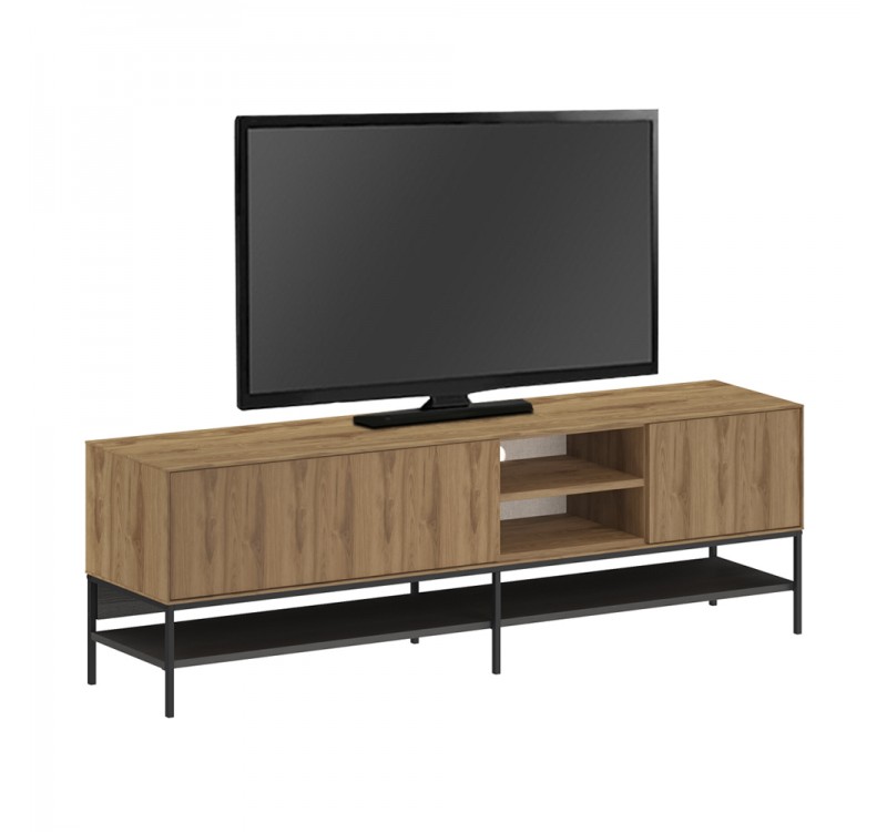 Έπιπλο τηλεόρασης Amira Megapap χρώμα καρυδί Ud - black wood 180x35x55εκ.
