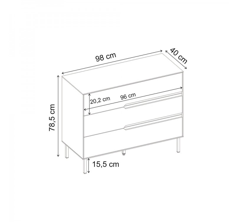 Συρταριέρα Arch Megapap χρώμα sandstone 98x40x78,5εκ.