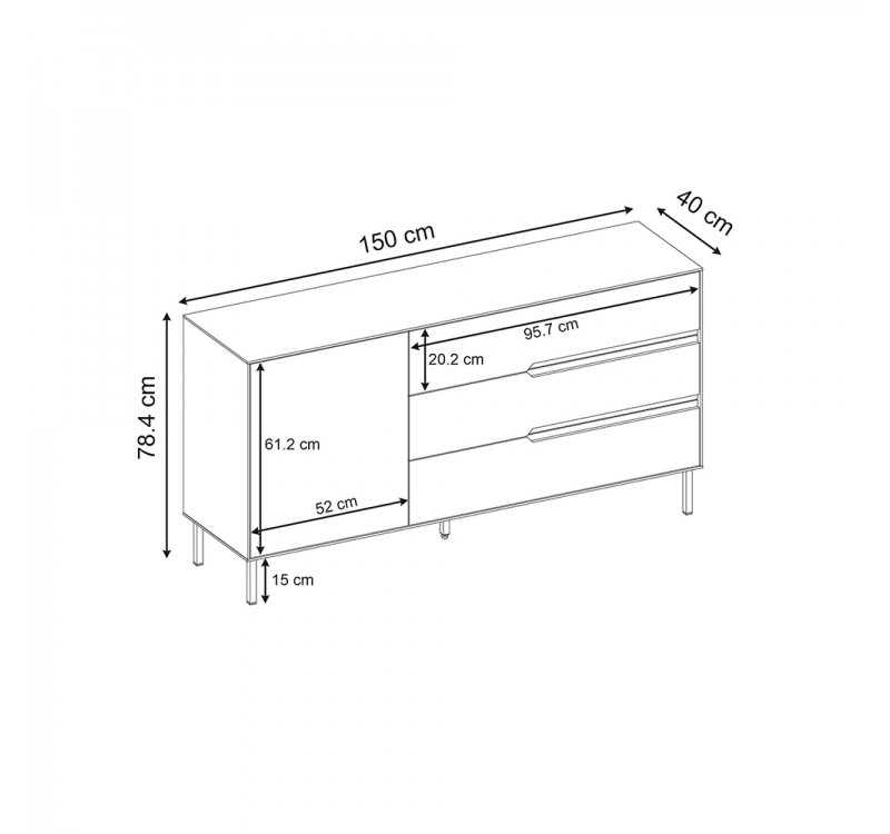 Μπουφές Arch Megapap χρώμα sandstone 150x40x78,4εκ.