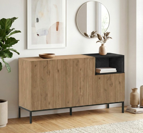 Μπουφές Cailin Megapap χρώμα sepet oak - black wood 140x41,8x80εκ.