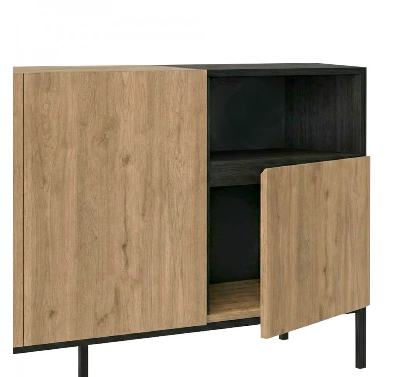 Μπουφές Cailin Megapap χρώμα sepet oak - black wood 140x41,8x80εκ.