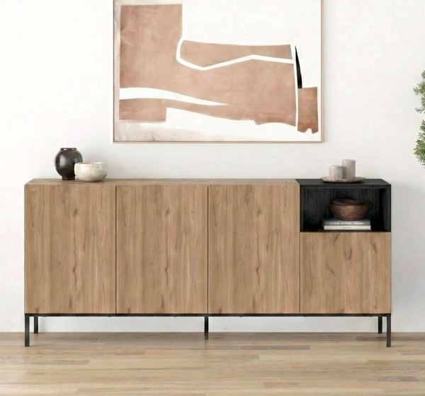 Μπουφές Cailin Megapap χρώμα sepet oak - black wood 180x41,8x80εκ.