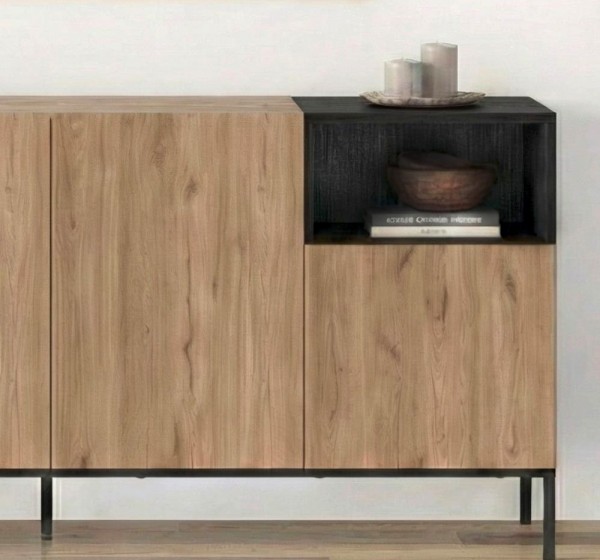 Μπουφές Cailin Megapap χρώμα sepet oak - black wood 180x41,8x80εκ.