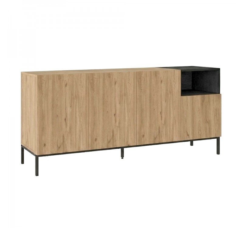 Μπουφές Cailin Megapap χρώμα sepet oak - black wood 180x41,8x80εκ.
