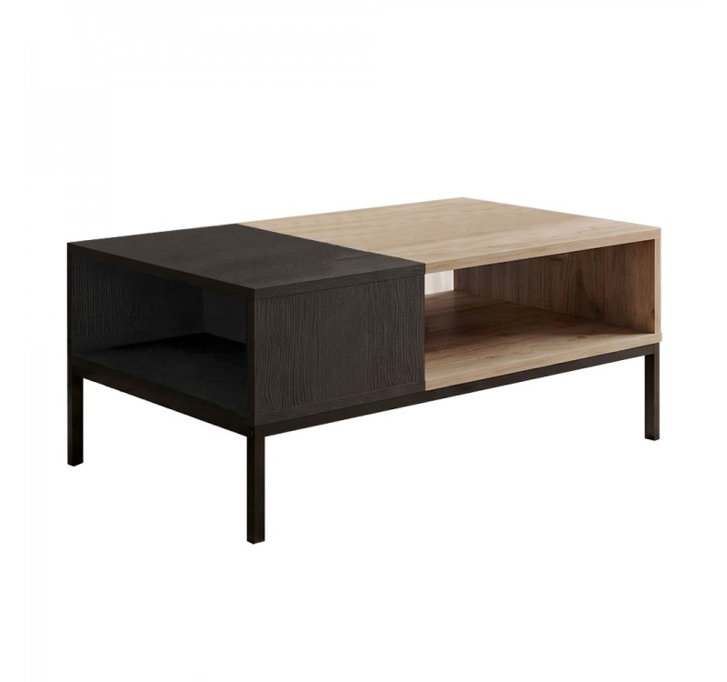 Τραπεζάκι σαλονιού Cailin Megapap χρώμα sepet oak - black wood 90x56x40,6εκ.