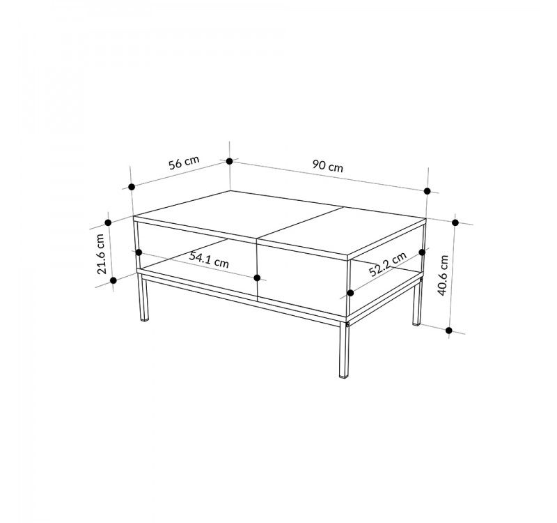 Τραπεζάκι σαλονιού Cailin Megapap χρώμα sepet oak - black wood 90x56x40,6εκ.