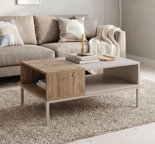 Τραπεζάκι σαλονιού Cailin Megapap χρώμα sandstone - sepet oak 90x56x40,6εκ.