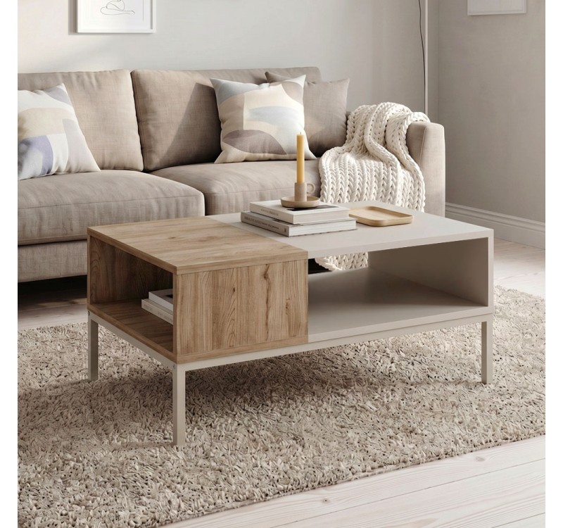 Τραπεζάκι σαλονιού Cailin Megapap χρώμα sandstone - sepet oak 90x56x40,6εκ.
