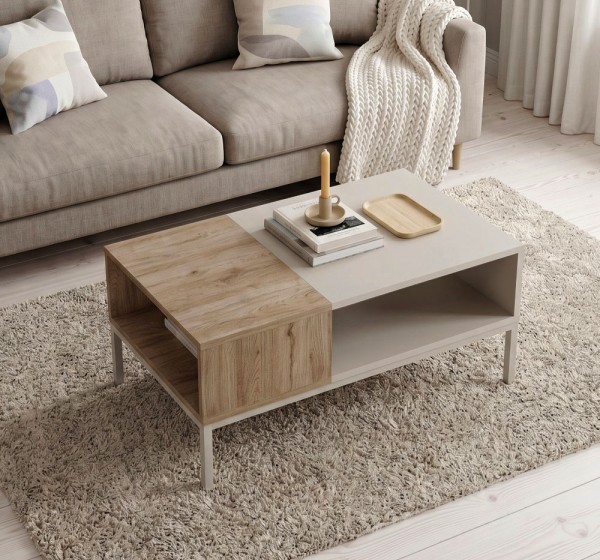 Τραπεζάκι σαλονιού Cailin Megapap χρώμα sandstone - sepet oak 90x56x40,6εκ.