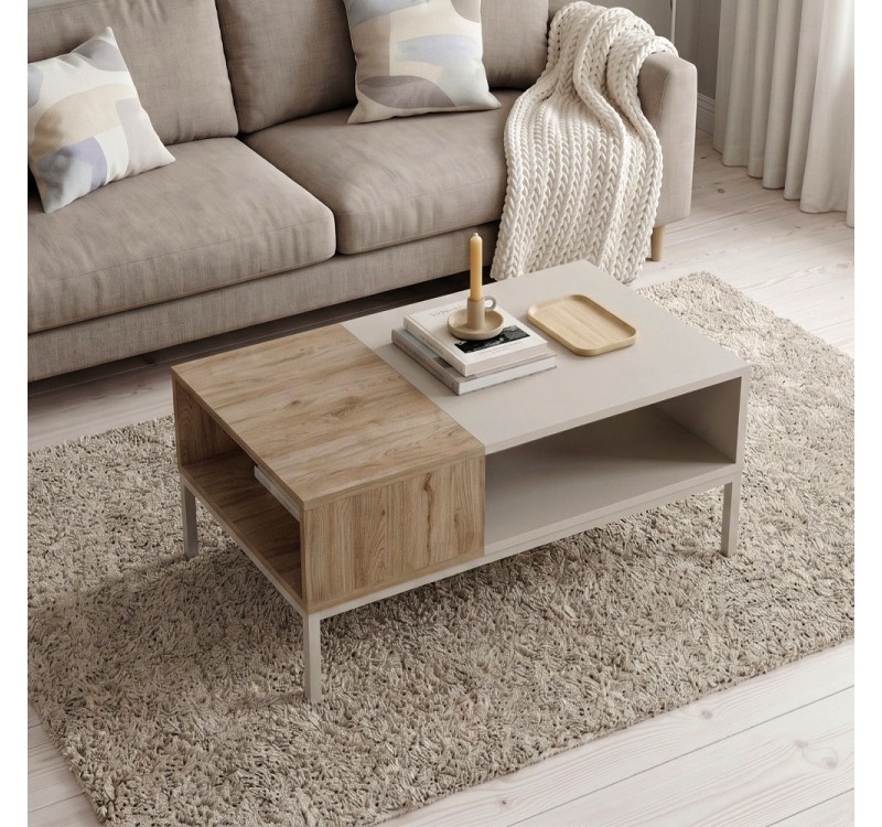 Τραπεζάκι σαλονιού Cailin Megapap χρώμα sandstone - sepet oak 90x56x40,6εκ.