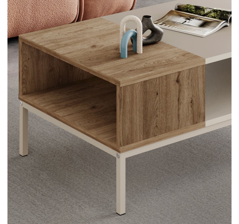 Τραπεζάκι σαλονιού Cailin Megapap χρώμα sandstone - sepet oak 90x56x40,6εκ.