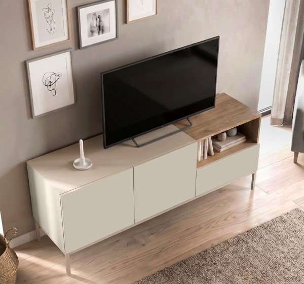Έπιπλο τηλεόρασης Cailin Megapap χρώμα sandstone - sepet oak 140x41,8x55εκ.