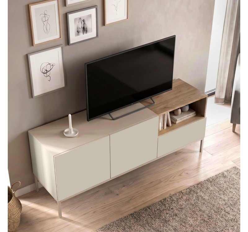 Έπιπλο τηλεόρασης Cailin Megapap χρώμα sandstone - sepet oak 140x41,8x55εκ.