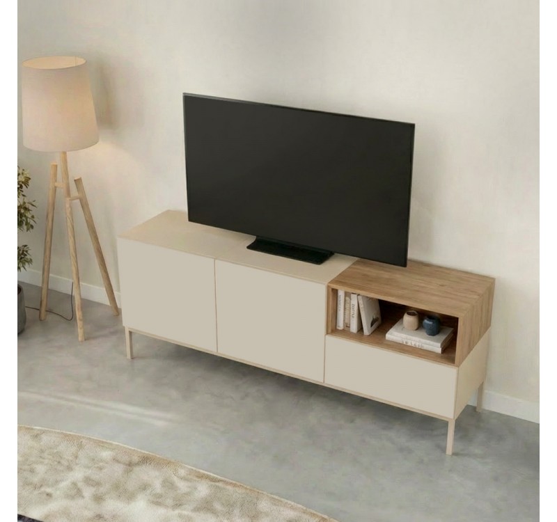 Έπιπλο τηλεόρασης Cailin Megapap χρώμα sandstone - sepet oak 140x41,8x55εκ.