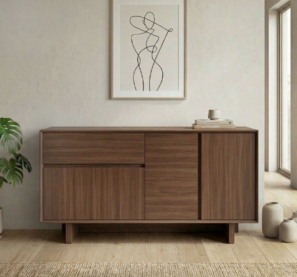 Μπουφές Capri Megapap χρώμα καρυδί milano 146x45x76,5εκ.