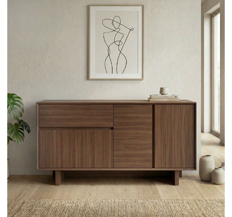 Μπουφές Capri Megapap χρώμα καρυδί milano 146x45x76,5εκ.