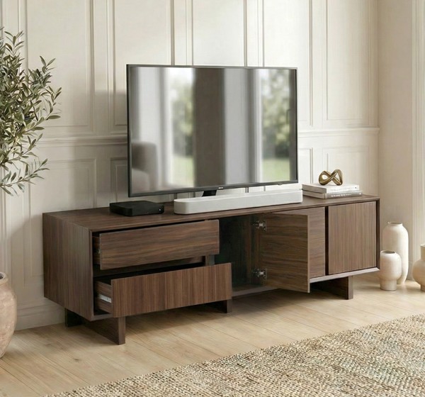 Έπιπλο τηλεόρασης Capri Megapap χρώμα καρυδί milano 180x45x55εκ.