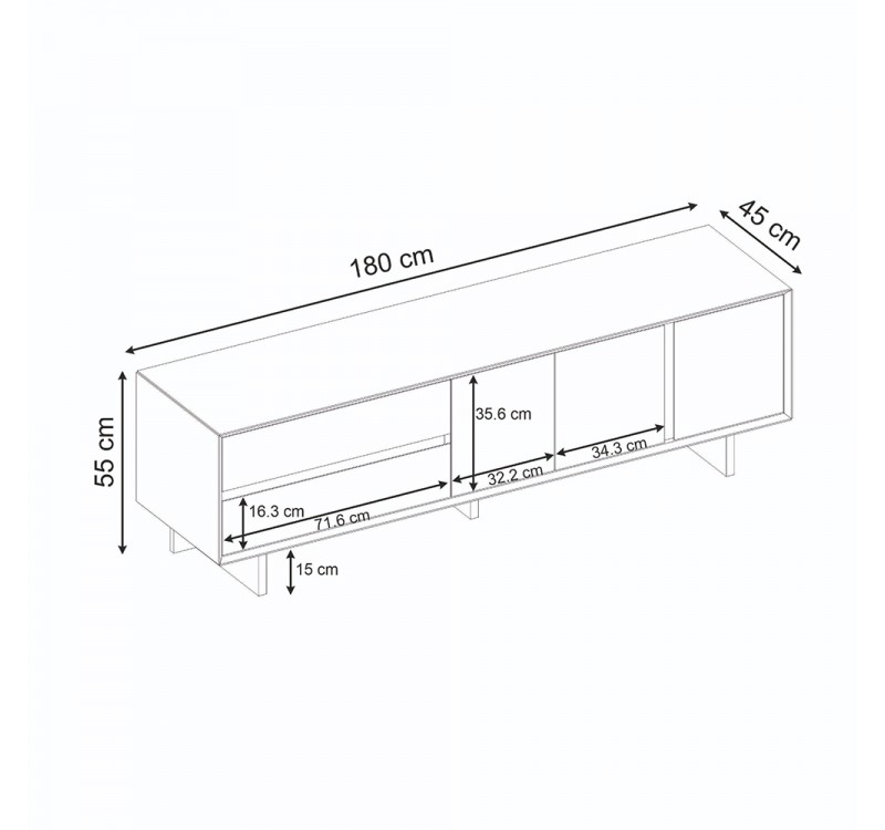 Έπιπλο τηλεόρασης Capri Megapap χρώμα sapphire oak 180x45x55εκ.