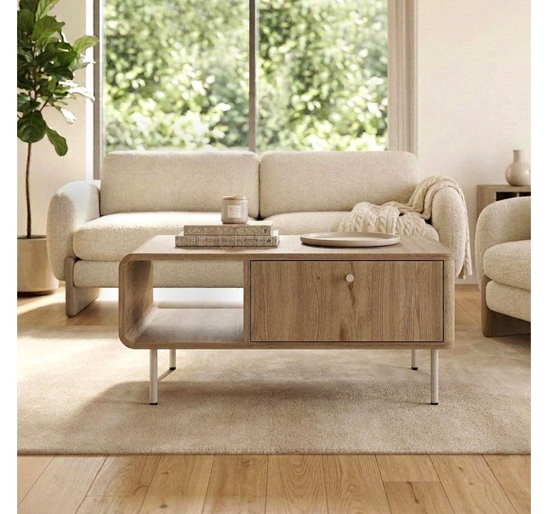 Τραπεζάκι σαλονιού Colia Megapap χρώμα sepet oak 90x60x40,4εκ.