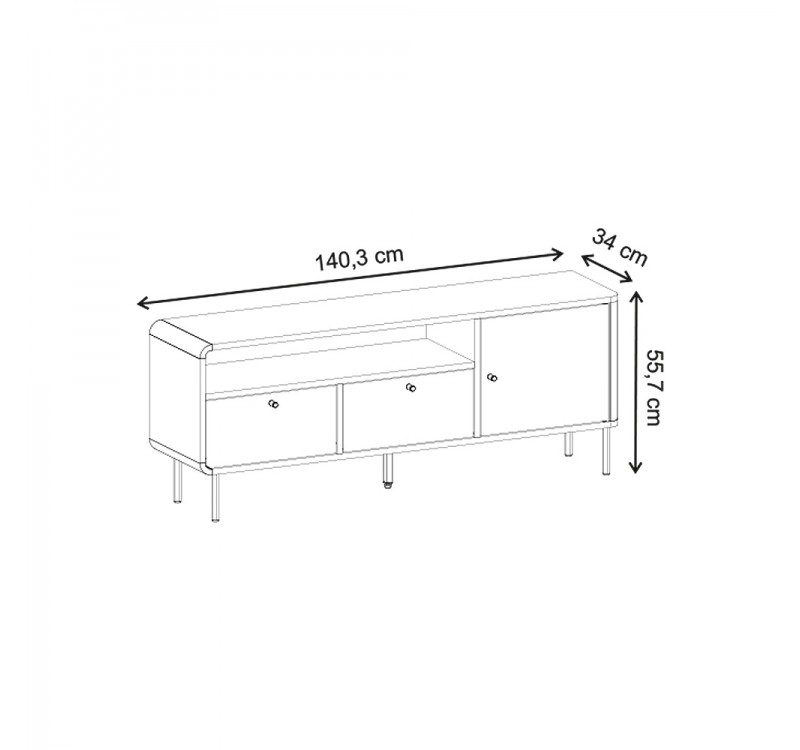 Έπιπλο τηλεόρασης Colia Megapap χρώμα sepet oak 140,3x34x55,7εκ.