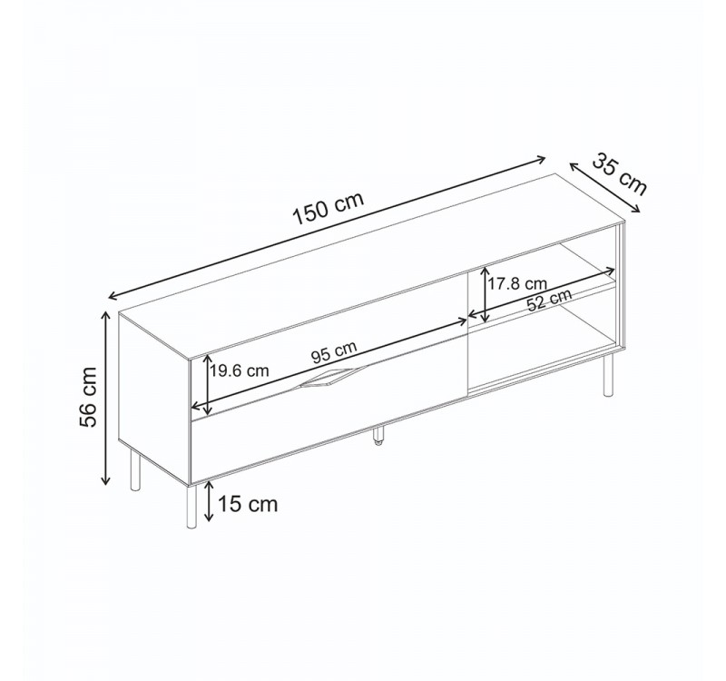 Έπιπλο τηλεόρασης Marquise Megapap χρώμα sandstone 150x35x56εκ.